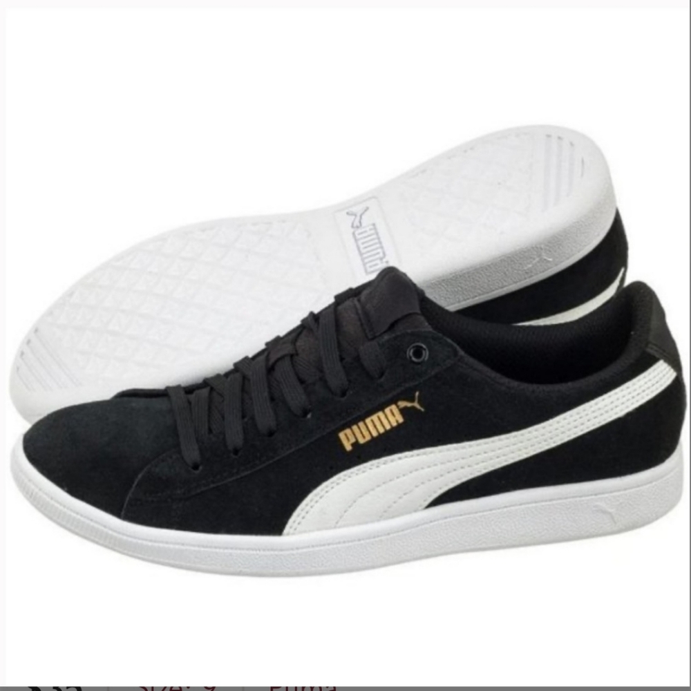 Puma women's black and white bicky suede lace up sfoam sneakers size 9